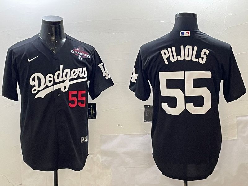 Men Los Angeles Dodgers #55 Pujols Black Game 2025 Nike MLB Jersey style 2261